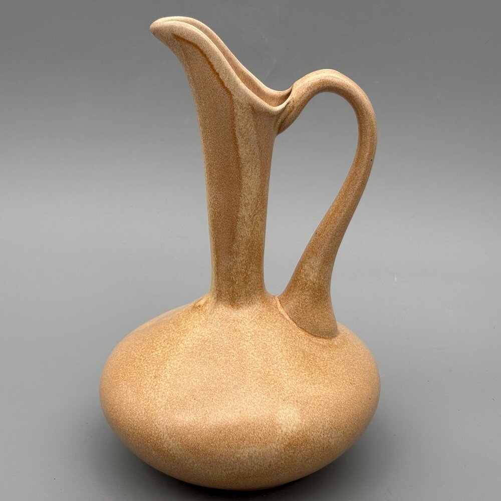Vintage Mid-Century Modern Studio Pottery Pitcher with Handle Matte Sand Glaze